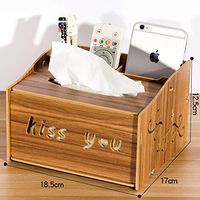 T-ZJHC Tissue Box Remote Control Storage Box Living Room Creative Coffee Table European Wood Multi-Function Tray Home, Horizontal Version Small Walnut