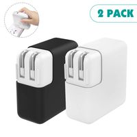 TiMOVO MacBook Charger Case Fit MacBook Air 13"(2012-2017 Released) & MacBook Air 11"(2012-2015 Released), Dust-Proof Silicone Protective Cover Fit 45W Power Adapter, 2 Pack - White & Black