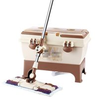 Mop Deep Cleaning Flat Home Hand Wash Rotation Thickened Double Drive Dump Dry Bucket Drag Ground Scraping Stainless Steel,Gray-Gray