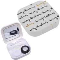 Portable Contact Lens Case Box Travel Kit Mirror + Bottle + Tweezers Container Holder [ Christmas ]