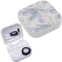 Portable Contact Lens Case Box Travel Kit Mirror + Bottle + Tweezers Container Holder [ Watercolor Flower ]