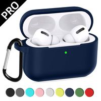 UHKZ Compatiable with AirPods Pro 2019 Case[Visible Front LED], Protective Soft Slim Silicone Case with Keychain Accesssories for AirPods Pro Charging Case [2019 Release],Midnight Blue