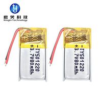 10EA 80mAH 3.7V 5X12X20mm Rechargeable Lithium Polymer Battery with PCM 501220 li-Polymer Battery