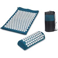 GHF Yoga Spike Acupressure Mat Pillow Set Relieve Stress Tension Pain Acupuncture Cushion Mat W/Carry Bag,Blue