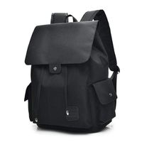 School Backpack Drawstring USB Port College Laptop Waterproof Travel Backpacks (Black)