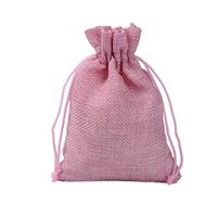 BZCTAH Linen Bags Burlap Jute Bags with Drawstrings, 20 PCS 7 x 9cm Pure Color Multipurpose Linen Gift Bag Jute Hessian Packing Storage Jewelry Pouches for Wedding Party Birthday Christmas, Pink
