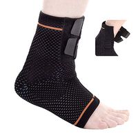 BRD Sport Hook and Loop Adjustable Closure Ankle Compression Brace FDA Registered Easy to Wear Ideal for Ankle Pain Recovery,Tendinitis (Black with Orange Accent Stripe, L [9"-9 3/4"])