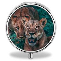 IMLONE Pill Organizer, Customized Lion Pill Boxes with 3 Components and Mirror for Travelling and Daily Needs