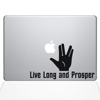The Decal Guru Live Long and Prosper Decal Vinyl Sticker, 13" MacBook Pro (2015 & Older Models), Black (1349-MAC-13P-BLA)