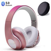 Bluetooth Headphones Wireless,Sunvito Over Ear Stereo Headset V5.0 with Built-in Mic, Foldable & Soft Earmuffs,Support TF Card MP3 and FM Radio for Cellphones Laptop (Rose Gold)