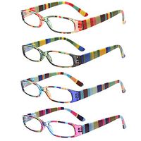 3 Pairs Ladies Slim Fashion Readers Colorful Reading Glasses Spring Hinge readers for women (4 Pack Mix Color, 2.00)