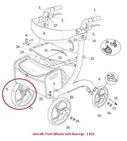 Front Wheels (Pair) with Bearings for Drive RTL10266 Nitro Rollator Walker (Serial # Prior to 2A1606301542) - 1 Pair