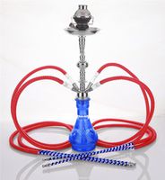 4 hose 23" Morocco Blue Hookah Shisha Nargila water glass vase pipes smoke sale