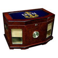 Large Premium Desktop Humidor - Glass Top -US Navy Chief Petty Officer, Rank ins (Collar Device)