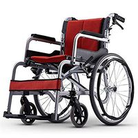 LAZ Wheelchair Lightweight Portable and Folding with Aluminum Alloy Compact Mobility Aid Wheel Chair with Cushion (Color : Red, Size : Big Wheel)
