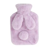 Hot Water Bottle Kettle Warm Water Bag Plush Rabbit Ear Cover Portable Winter Leakproof Hand Warmer Reheatable and Transparent Ice Bag Cute Hand Warmer