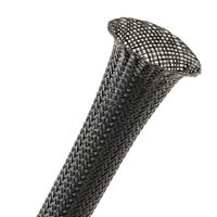 Hellermann Tyton 170-03012 Fray Resistant Expandable Braided Sleeving, 0.50" Diameter, PET, Black, 100ft Reel