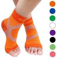 BLITZU Plantar Fasciitis Socks with Arch Support, Foot Care Compression Sleeve, Eases Swelling & Heel Spurs, Ankle Brace Support, Relieve Pain Fast Orange S-M