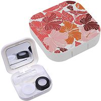 Portable Contact Lens Case Box Travel Kit Mirror + Bottle + Tweezers Container Holder [ Painting Hibiscus ]