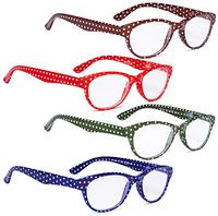 READING GLASSES 4 pack Ladies Polka Dots Cat-Eye Design Glasses for Women Reading +2.00