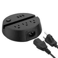 Power Strip with USB, NTONPOWER 3 Outles 3 USB Ports Charging Station with Switch Control and Phone/Tablet Holder 5ft Extension Cord for Office/Dorm/Hotels/Nightstand/Desktop/Cruise Ship - Black