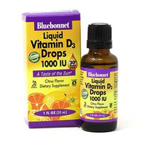 Bluebonnet Nutrition Liquid Vitamin D3 Drops 1000 IU, Aids in Muscle and Skeletal Growth, D3, Non GMO, Gluten Free, Soy Free, Dairy Free, Kosher, 1 fl oz (900 Servings), Citrus Flavor