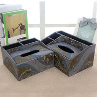 T-ZJHC Multi-Function Tissue Box Desktop Living Room Coffee Table Remote Control, Blue Maple Leaf, Large Size (26.5 12 9.5 16.5CM)