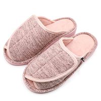 MediFeet Womens Memory Foam Diabetic Slippers Wide Width Adjustable Open Toe Edema House Shoes for Diabetics Swollen Feet Pink