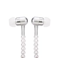SUKEQ 2018 New Pearl Necklace Earphones, 3.5mm in Ear Stereo Headphone, Bead Jewelry Headset, Magnetic Noise Cancelling Music Earbuds with Mic for Cell Phone (White)