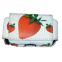 Insulin Pump Carrying Case/Pouch with Belt Clip/Belt Loops with Unique Designs (Small-A660: L3.65" X W2.25" X D1.0")) (Strawberry)