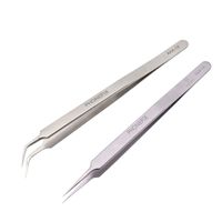 Electronic Industrial Tweezers Anti-static Curved Straight Tip Precision Stainless Forceps Phone Motherboard Repair Hand Tools Sets Eyelash Extension Tweezers