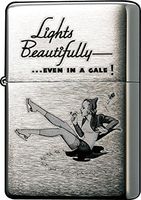 Zippo "Skater Girl" Brushed Chrome Vintage Windproof Lighter