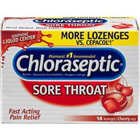 Chloraseptic Sore Throat Pain Relief, 18 Cherry Lozenges each (Pack of 1)