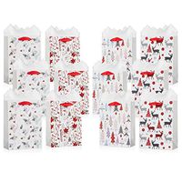 12 Pack Christmas Gift Bag - Includes White Tissue Paper - Premium Quality for Holiday Present Wrapping (White and Red 12 Pack)