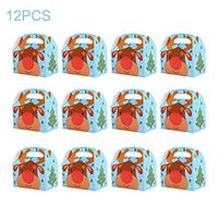 2Krmstr 12pcs Christmas Gift Boxes, Cardboard Treat Boxes for Holiday Xmas Goody Gift Candy Box, Party Favor Christmas Eve Box, for Wrapping Holiday Gifts.
