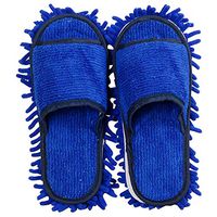 Ozzptuu Simple Comfortable Open Toe Dust Mop Slippers Floor Cleaning Tool Microfiber Detachable Washable Cleaning Slipper for Women Men (Blue, Women 7-10/Men5-8)