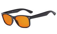 Eyekepper Blue Blocking Amber Glasses for Sleep-Nighttime Eyewear-Special Orange Tinted Glasses for Women Men (Black, 0.00)