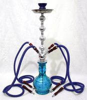 4 Hose Hookah Shisha Pipe OCEAN BLUE 26" Hooka Narghile + Four 57" Sheesha Hoses