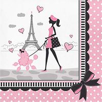 Club Pack of 192 Black and Pink Party In Paris Luncheon Napkins 6.5”