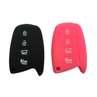 2Pcs New Peachblow Black Silicone 4 Buttons Protective Smart Remote Key Fob Skin Cover Bag Holder for HYUNDAI ix45 Santa Fe