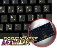PORTUGUESE BRAZILIAN - ENGLISH NON-TRANSPARENT KEYBOARD STICKER BLACK BACKGROUND