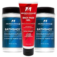 MuscleShok Combo 3 Pack - Pain Relief Sports Gel for Muscle Pain & Joint Pain Relief - Bath Salt with MSM - Deep Relief for Sore Muscles - with Essential Oil