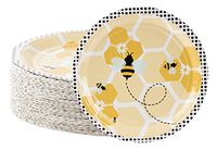 Disposable Plates - 80-Count Paper Plates, Bumble Bee Party Supplies for Appetizer, Lunch, Dinner, and Dessert, Kids Birthdays, 9 x 9 Inches