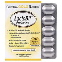 California Gold Nutrition, LactoBif Probiotics, 30 Billion CFU, 60 Veggie Caps, Milk-Free, Fish Free, Gluten-Free, Peanut Free, Salt-Free, Soy-Free, Sugar-Free, Vegetarian, Wheat-Free, Yeast-Free, CGN