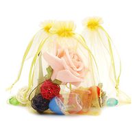 G2PLUS Organza Gift Bags with Drawstring 5'' x 7' 100 PCS Organza Jewelry Bags, Sheer Drawstring Gift Pouches for Christmas Wedding Party Favors (Golden Yellow)