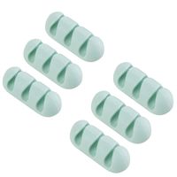 6 Pack Rubber Adhesive Cord Hooks Cable Organizer Cord Clips Line Management Wire Holder System Fit fot Home,Cubicle,Office,Workspace,Car and Desk Accessories (Green)