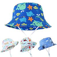 Ugthe Kids Hats Kids Cartoon Animal Sun Hat UV Protection Foldable Bucket Cap with Chin Strap - 50cm 2