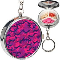 Portable 3 Compartments Metal Pill Organizer Keychain Stash Case Box (Fashionable Camouflage Military)