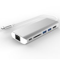 USB 3.0 Hub, Type C usb charger multi port usb hub for laptop,6 Ports Adapter with HDMI 4K UHD, Gigabit Ethernet(RJ45), 2 USB3.0 Ports, SD Card Reader, usb adapter USB C for 2016/2017 MacBook Pro