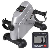 Silver Pedal Exerciser Portable Arms Legs Mini Bicycle Bike Exercise Machine Gym Fitness Adjustable Resistance w/LCD Display